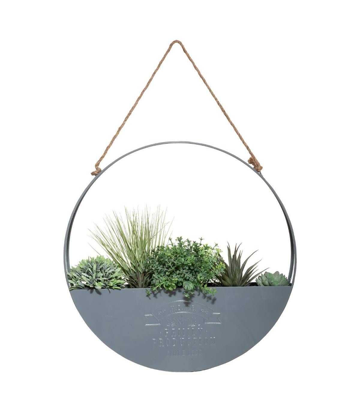Plantes vertes artificielles dans Suspension en Métal Gris - Image 2