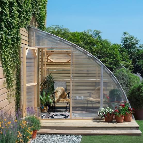 Serre en bois adossée 18m² Norhage Vegg 300 - Polycarbonate 16mm - Image 1