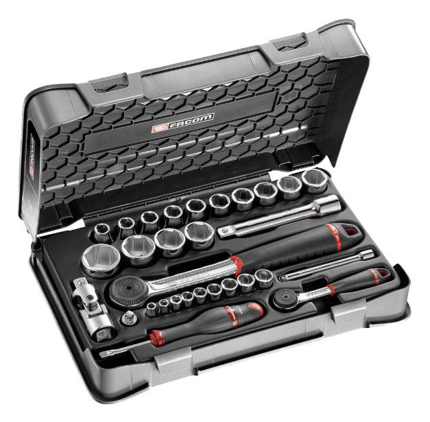 Facom - Coffret douilles 1/4'' - 1/2'' 6 pans métriques 30 pièces - FACOM - RS.161-1PB - Imagen 1