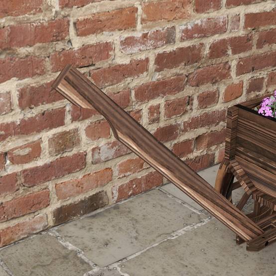 ComfortXL - Chariot à fleurs bois sapin terrasse décoration brouette sur roues avec poignée 120cm - ComfortXL Outdoor Living - Image 10