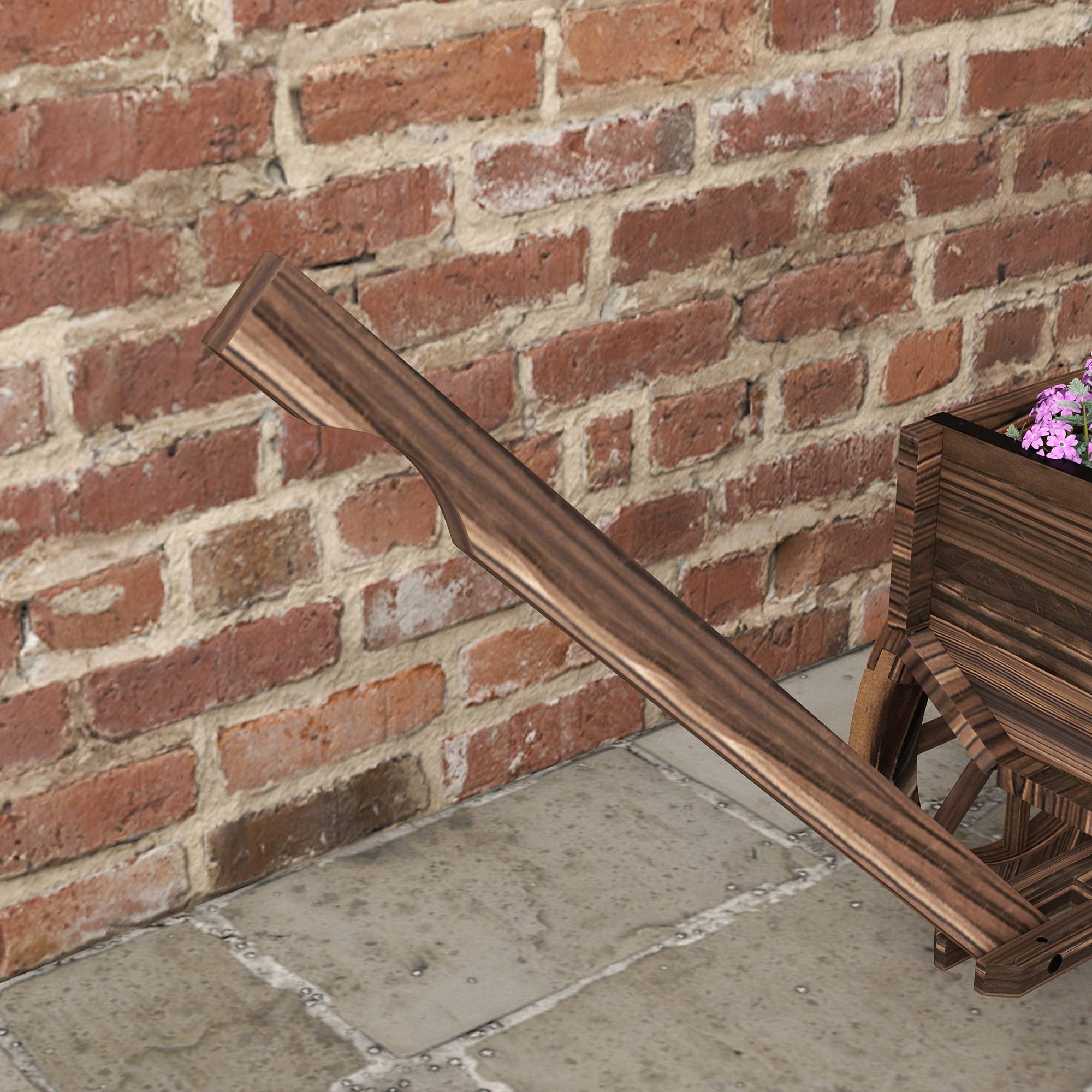 ComfortXL - Chariot à fleurs bois sapin terrasse décoration brouette sur roues avec poignée 120cm - ComfortXL Outdoor Living - Image 10