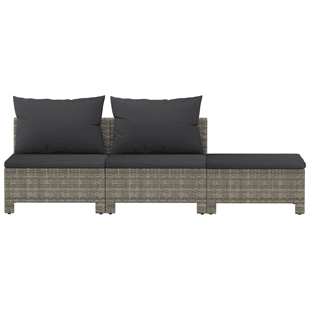 Salon de Jardin Modulable 3 Pièces Résine Tressée Confortable pour Terrasse Gris – ComfortXL Outdoor Living - Image 4