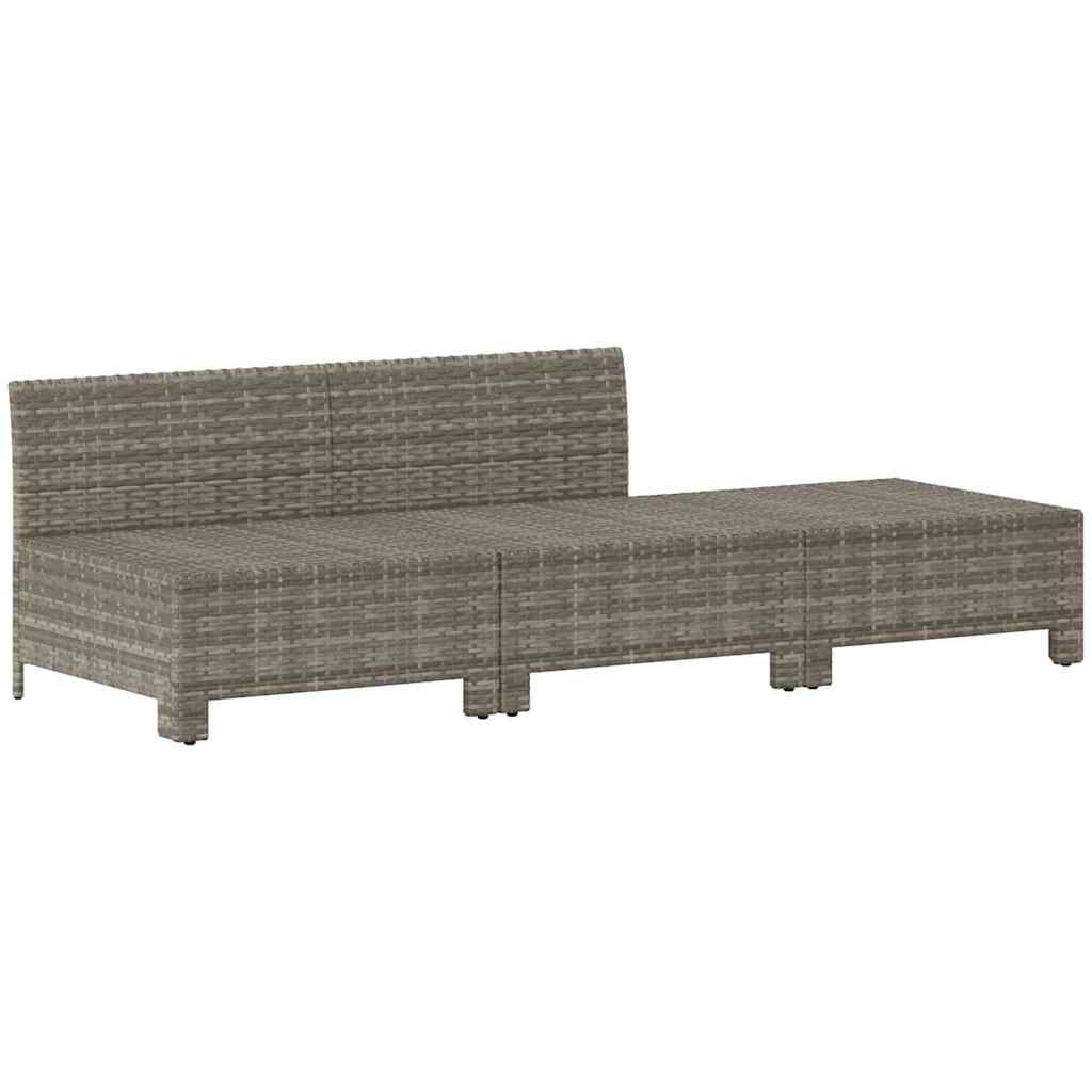 Salon de Jardin Modulable 3 Pièces Résine Tressée Confortable pour Terrasse Gris – ComfortXL Outdoor Living - Image 3