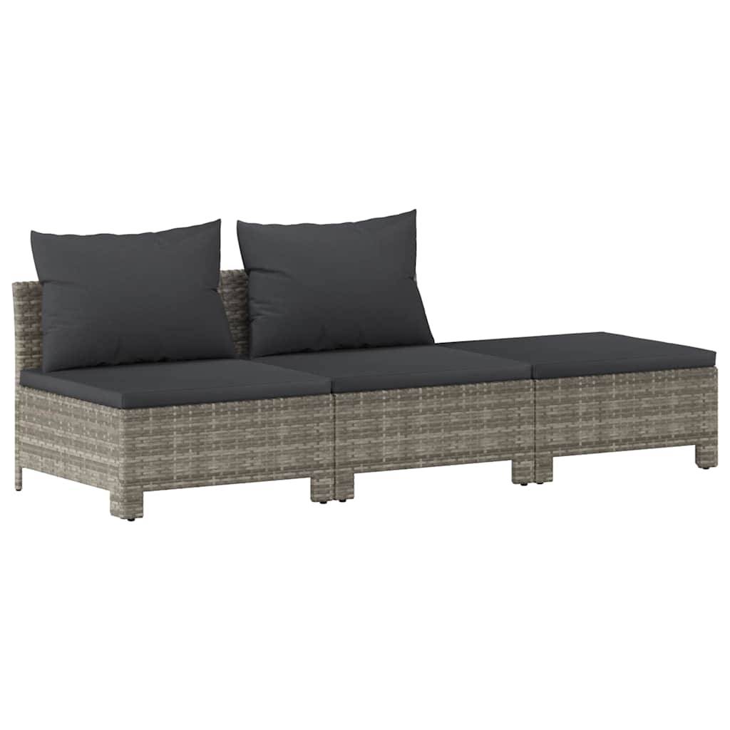 Salon de Jardin Modulable 3 Pièces Résine Tressée Confortable pour Terrasse Gris – ComfortXL Outdoor Living - Image 2