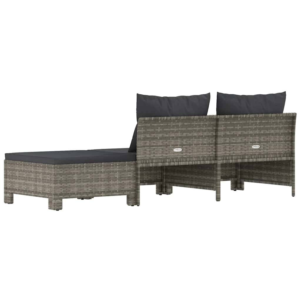 Salon de Jardin Modulable 3 Pièces Résine Tressée Confortable pour Terrasse Gris – ComfortXL Outdoor Living - Image 6
