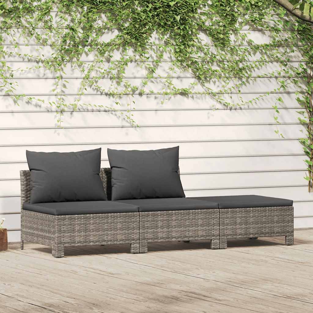 Salon de Jardin Modulable 3 Pièces Résine Tressée Confortable pour Terrasse Gris – ComfortXL Outdoor Living - Image 1