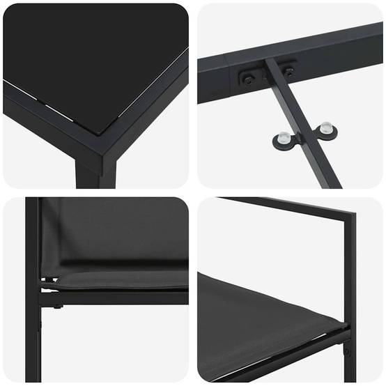 Ensemble de jardin acier et textilène noir 140 x 70 x 73 cm - PANGIVO - Image 9