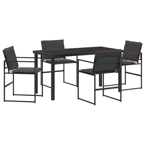 Ensemble de jardin acier et textilène noir 140 x 70 x 73 cm - PANGIVO - Image 2