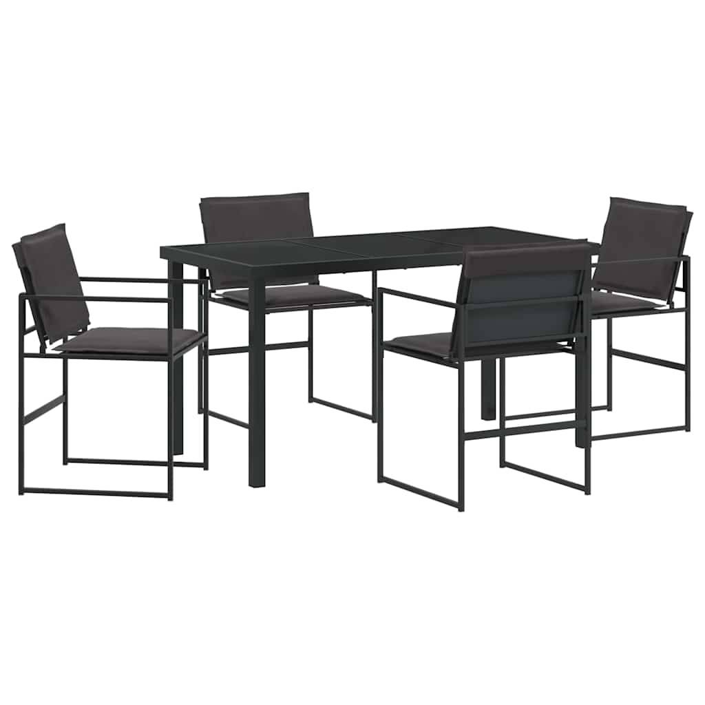 Ensemble de jardin acier et textilène noir 140 x 70 x 73 cm - PANGIVO - Image 2