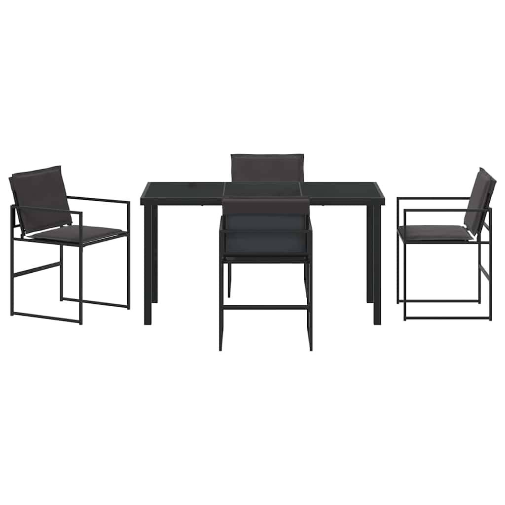 Ensemble de jardin acier et textilène noir 140 x 70 x 73 cm - PANGIVO - Image 7