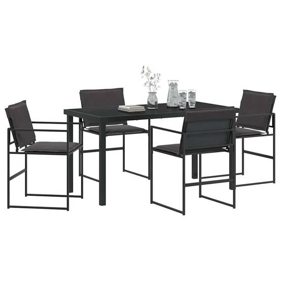 Ensemble de jardin acier et textilène noir 140 x 70 x 73 cm - PANGIVO - Image 3