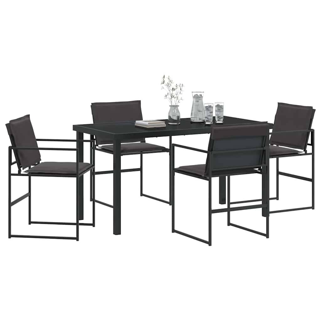 Ensemble de jardin acier et textilène noir 140 x 70 x 73 cm - PANGIVO - Image 3