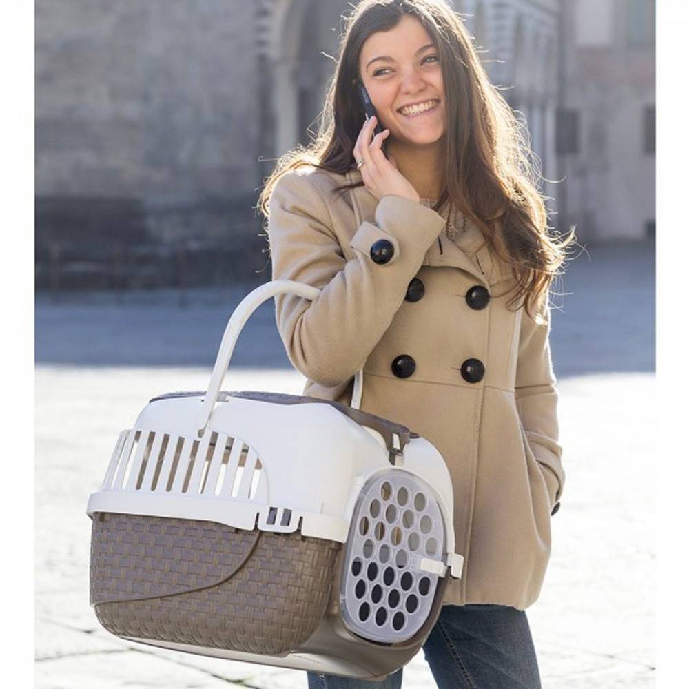 Bama - Cage de transport Tour 2 maxy Taupe 38 X 58 X 37 cm pour petit chiens ou chats - Imagen 3