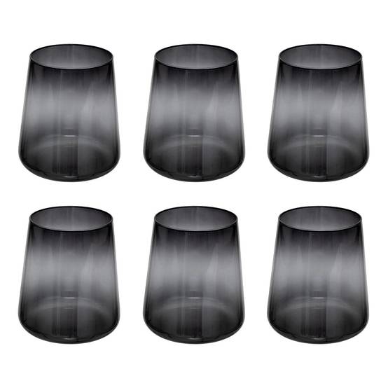 Lot de 6 Verres Bas Trapèze "Inuit Dreams" 38cl Gris - Image 1