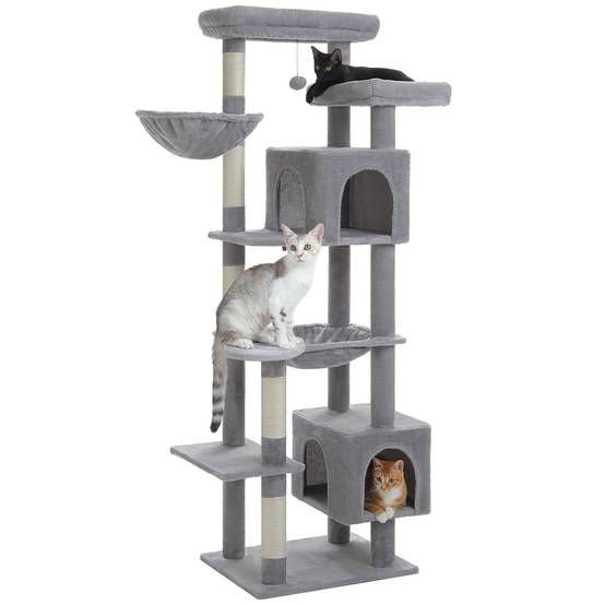Arbre à Chat XXL avec 2 Grands Condos 175 cm Gris PAWZ Road - Image 1