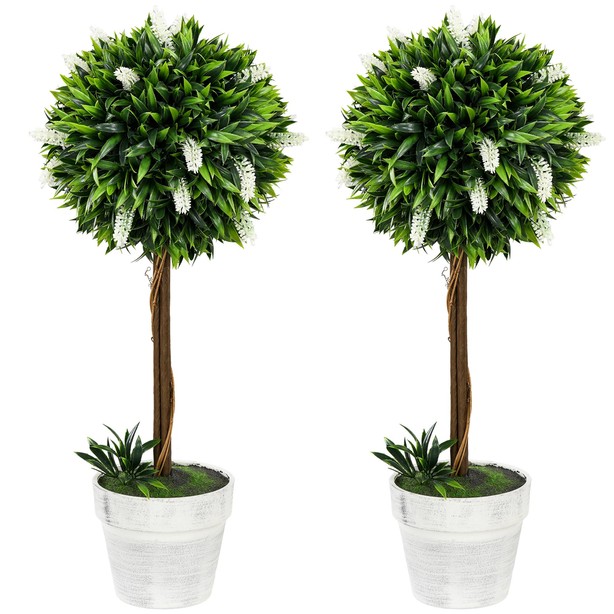 Plante artificielle lavande plastique pour intérieur et extérieur sans entretien 60cm blanc - ComfortXL Outdoor Living - Image 2