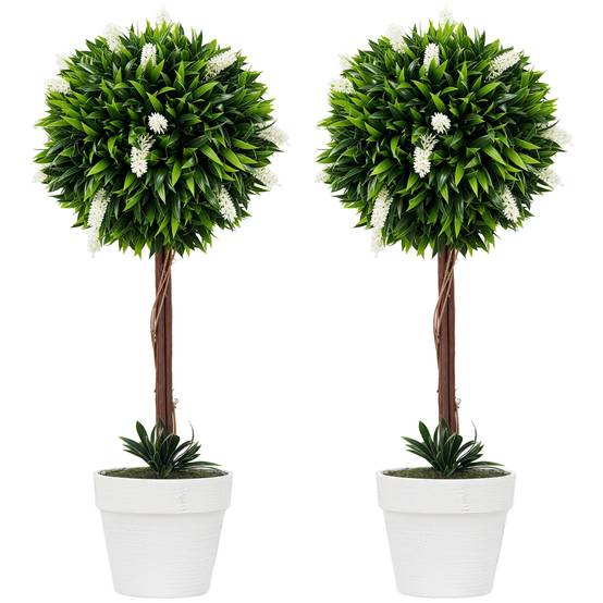 Plante artificielle lavande plastique pour intérieur et extérieur sans entretien 60cm blanc - ComfortXL Outdoor Living - Image 1