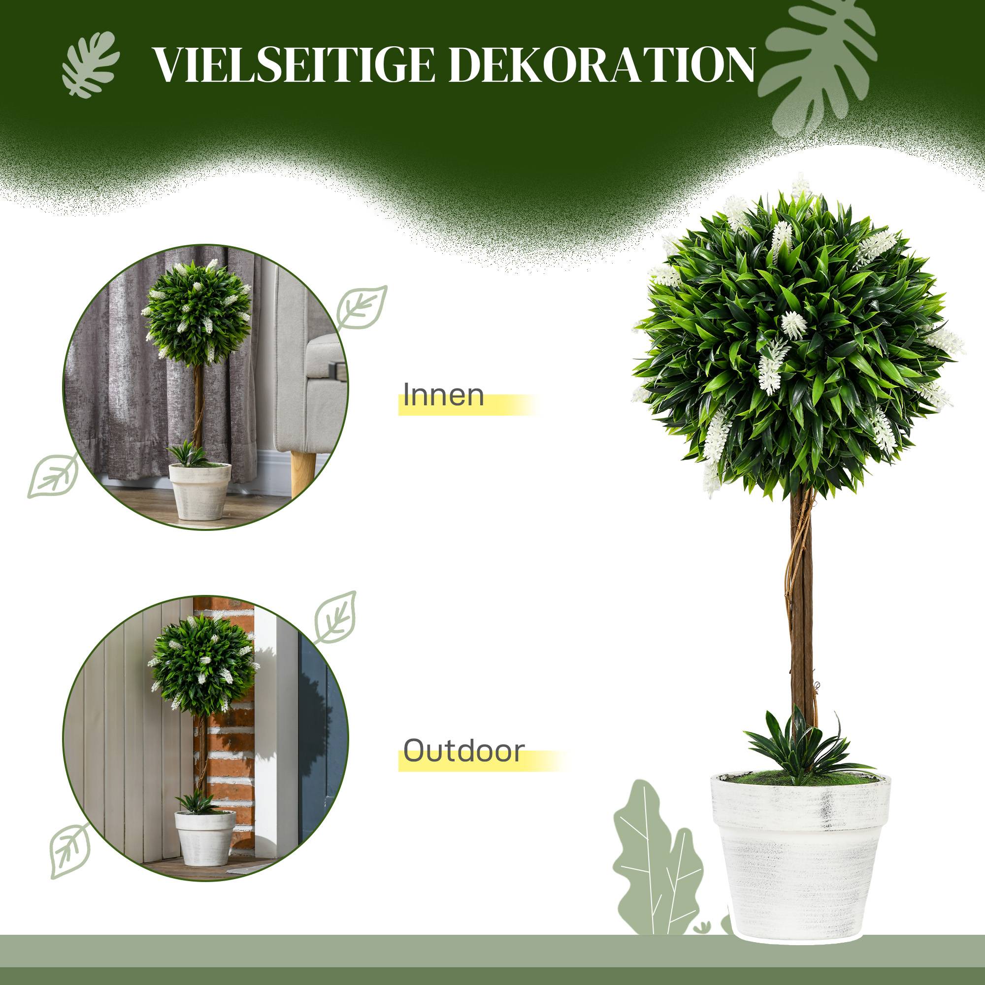 Plante artificielle lavande plastique pour intérieur et extérieur sans entretien 60cm blanc - ComfortXL Outdoor Living - Image 7
