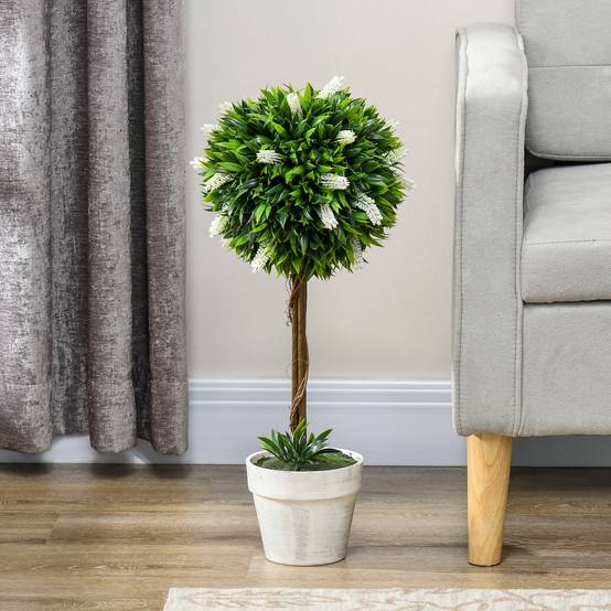 Plante artificielle lavande plastique pour intérieur et extérieur sans entretien 60cm blanc - ComfortXL Outdoor Living - Image 9