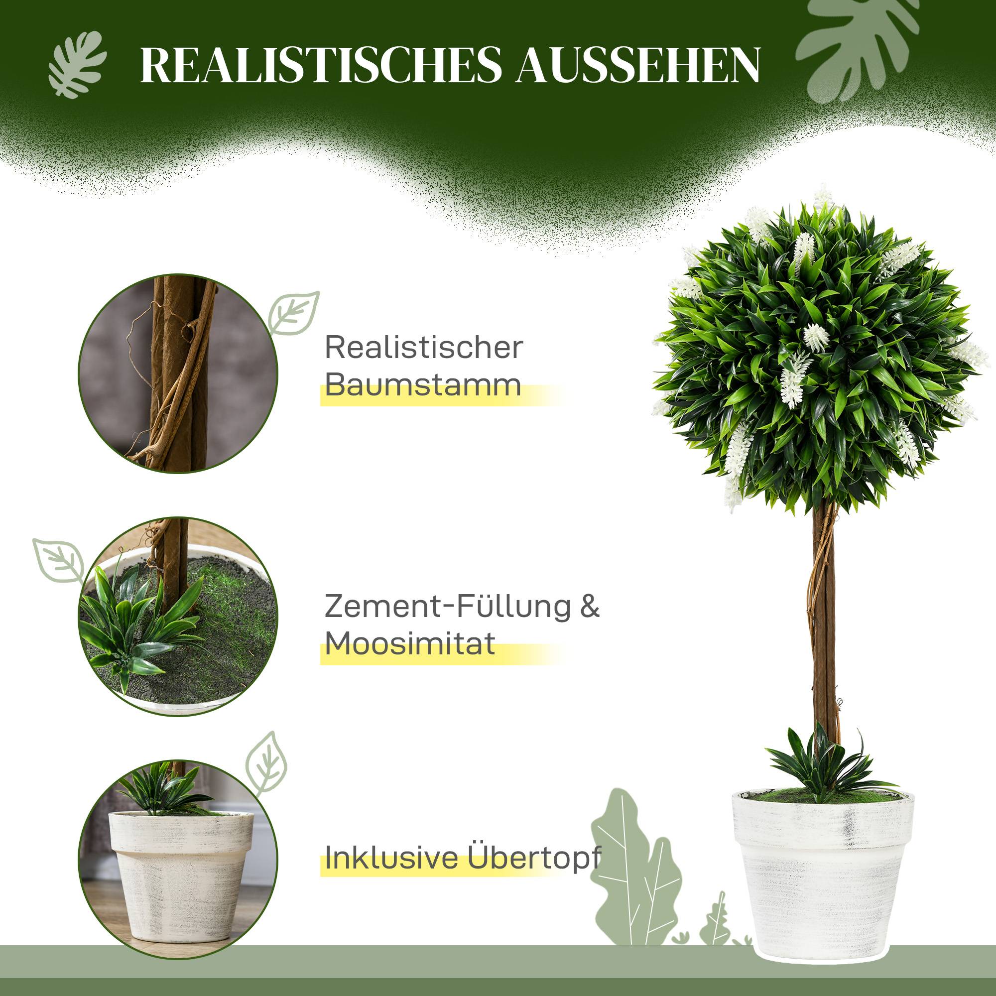 Plante artificielle lavande plastique pour intérieur et extérieur sans entretien 60cm blanc - ComfortXL Outdoor Living - Image 6