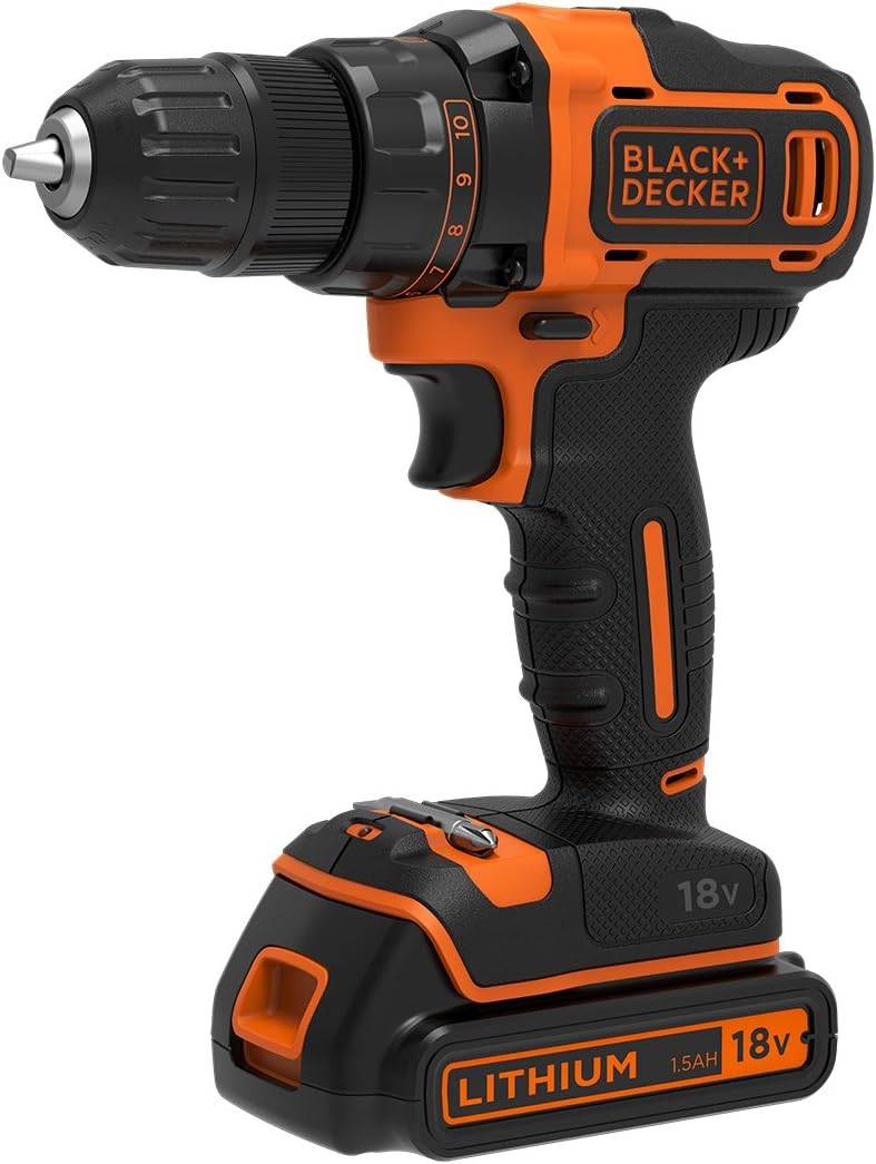 Black & Decker - Perceuse visseuse sans fil 18 V - BLACK+DECKER - avec 1 batterie 18V 1,5 Ah - chargeur - BDCDD186-QW - Imagen 1