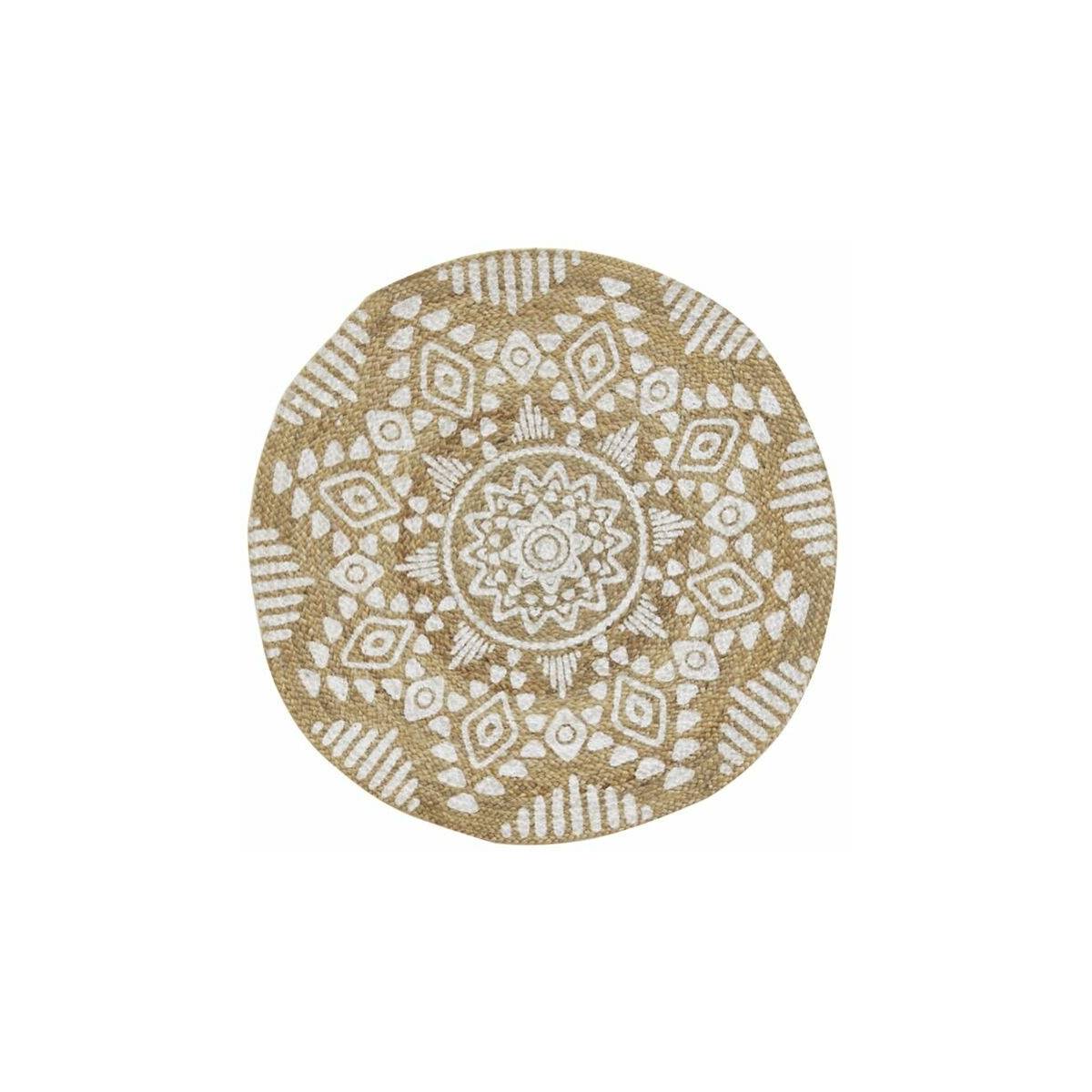 Aubry Gaspard - Tapis rond en jute naturelle motif ethique - Imagen 1