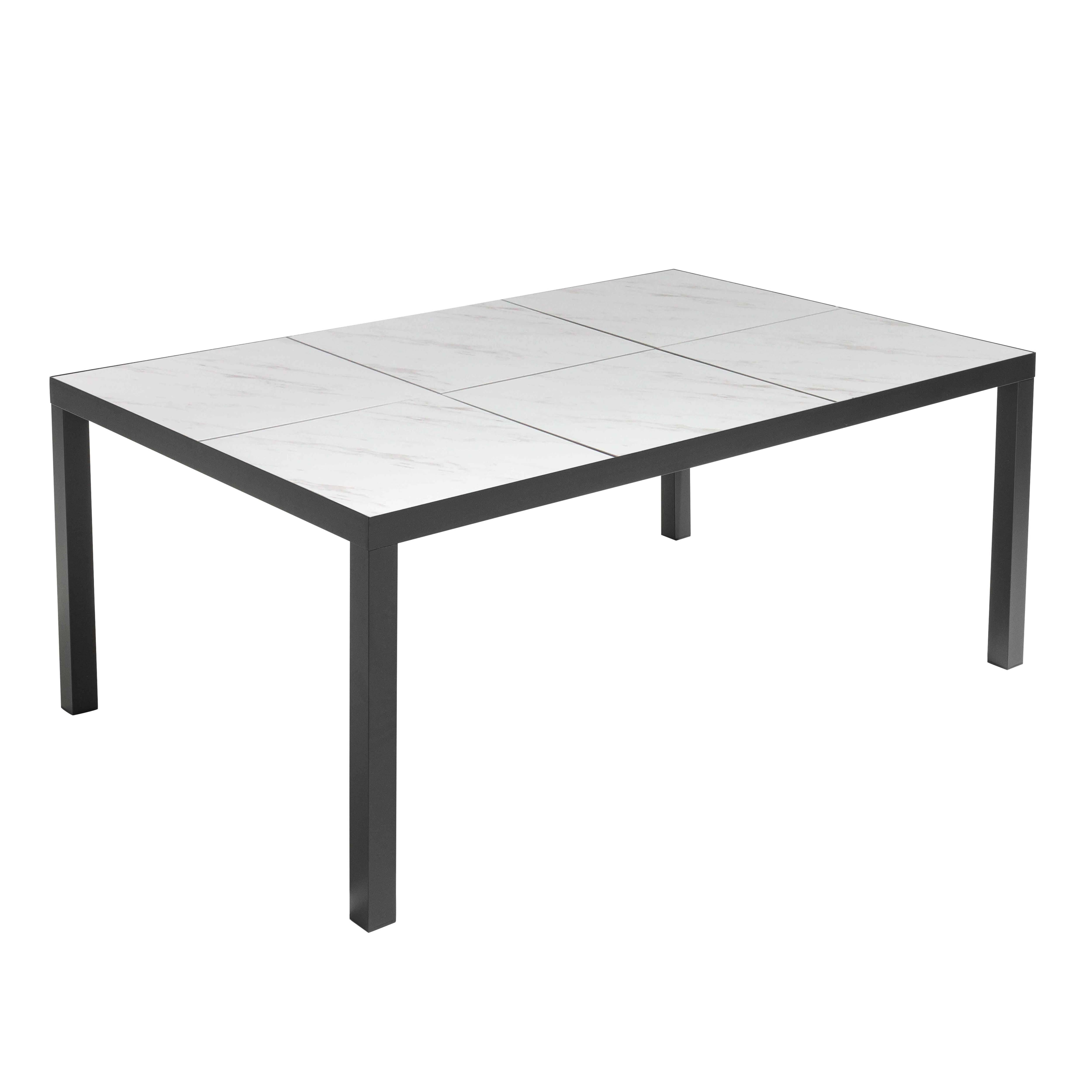 Oviala - Table de jardin en céramique effet marbre 182 cm 10 places - Oviala - Imagen 1