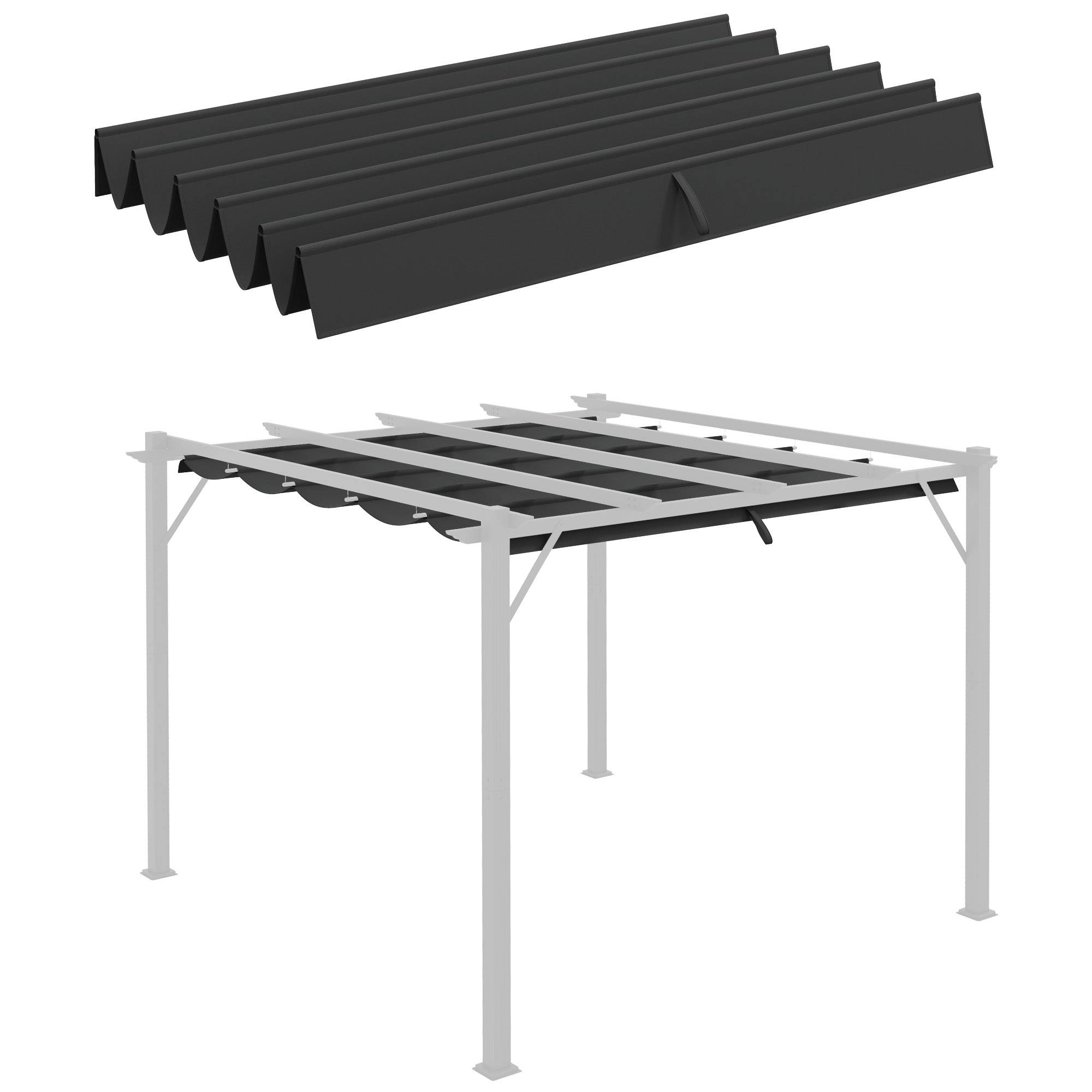 Outsunny - Toile de toit pergola tonnelle rétractable 3x3m toile gris foncé - Outsunny - Image 1