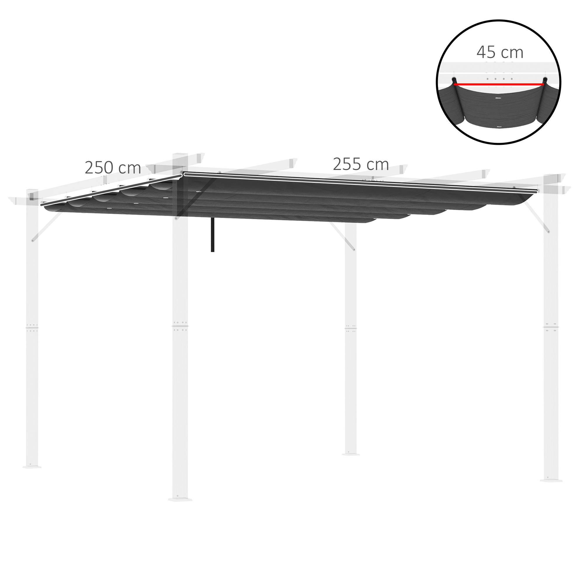 Outsunny - Toile de toit pergola tonnelle rétractable 3x3m toile gris foncé - Outsunny - Image 3