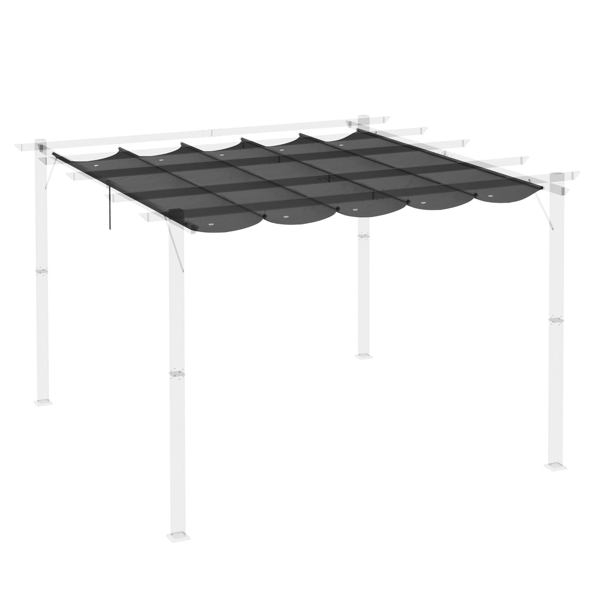Outsunny - Toile de toit pergola tonnelle rétractable 3x3m toile gris foncé - Outsunny - Image 8