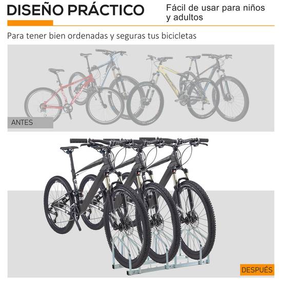 Support à vélos pour 3 vélos, pour intérieur et extérieur, 76 x 33 x 27 cm, argent - Image 9