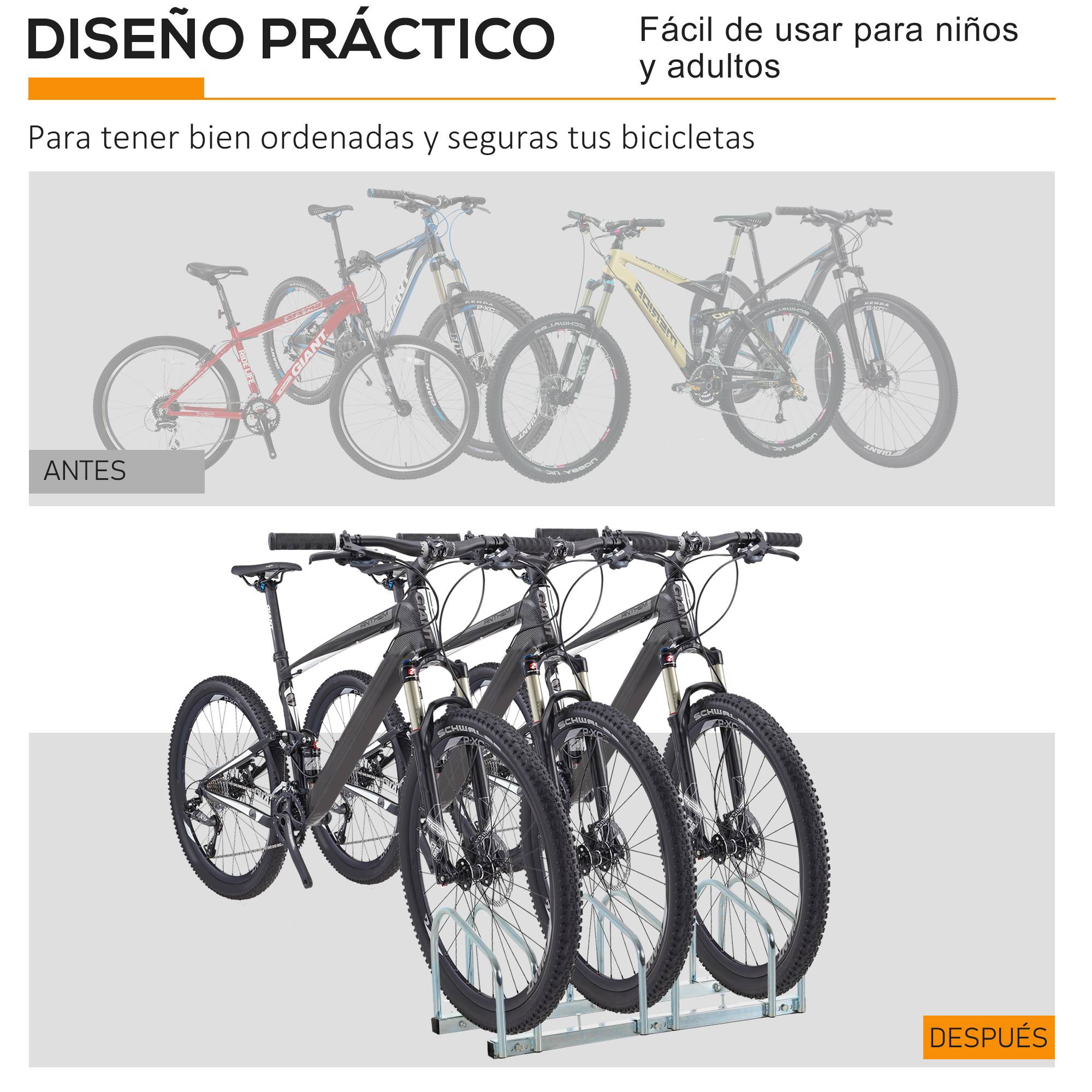 Support à vélos pour 3 vélos, pour intérieur et extérieur, 76 x 33 x 27 cm, argent - Image 9