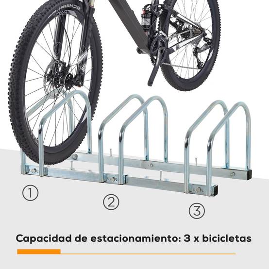 Support à vélos pour 3 vélos, pour intérieur et extérieur, 76 x 33 x 27 cm, argent - Image 6