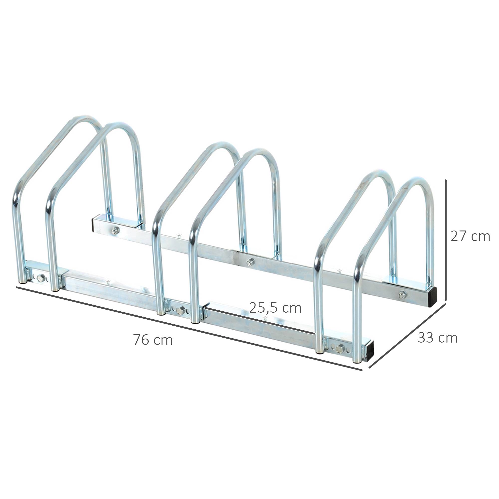 Support à vélos pour 3 vélos, pour intérieur et extérieur, 76 x 33 x 27 cm, argent - Image 5