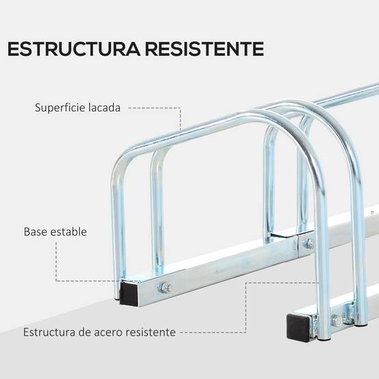 Support à vélos pour 3 vélos, pour intérieur et extérieur, 76 x 33 x 27 cm, argent - Image 10