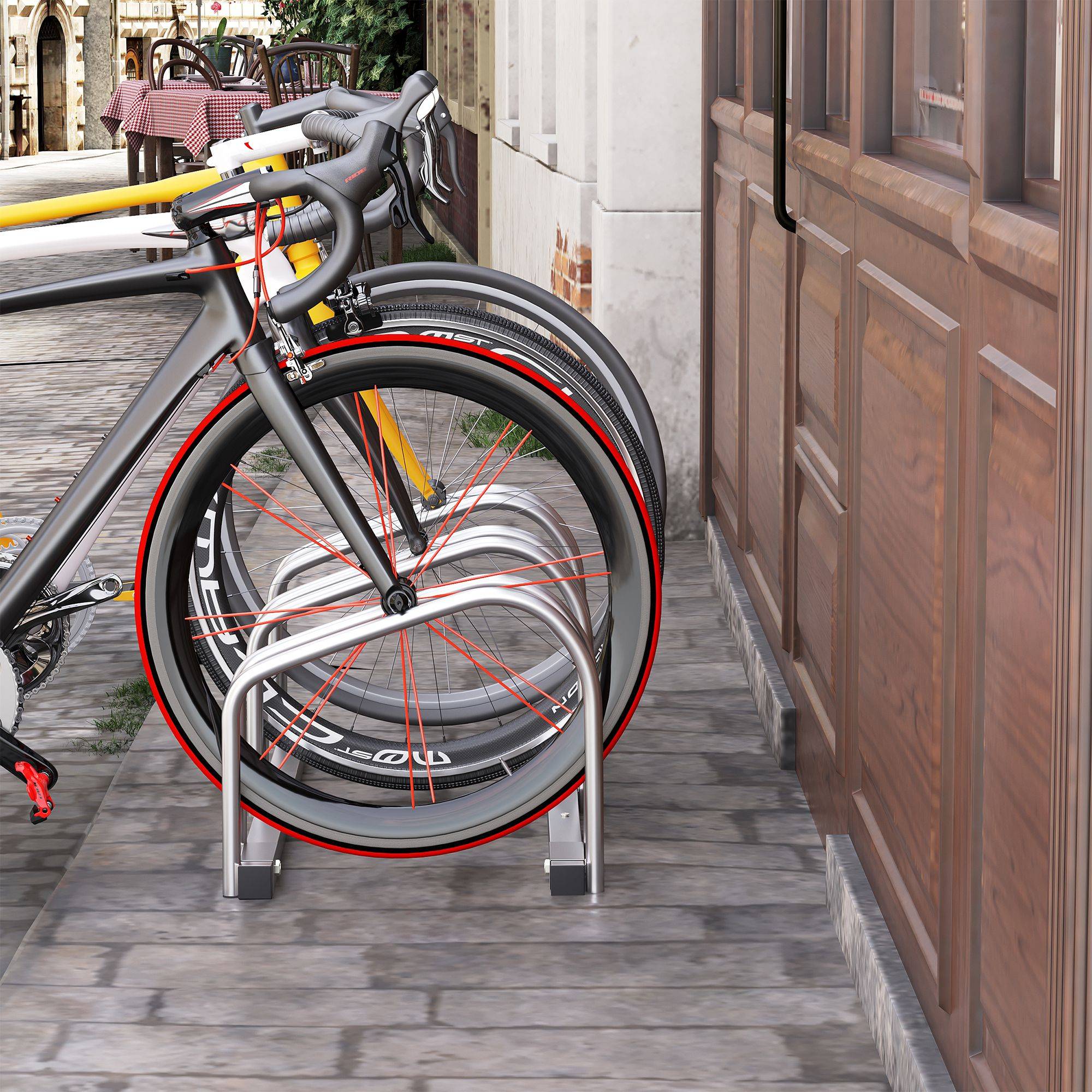 Support à vélos pour 3 vélos, pour intérieur et extérieur, 76 x 33 x 27 cm, argent - Image 4