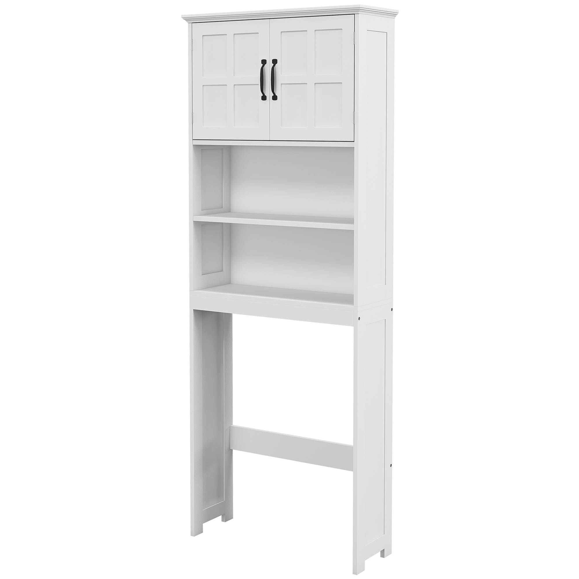 Sans Marque - Meuble WC dessus toilette armoire rangement salle bain niches placard double porte étagère réglable - Image 2