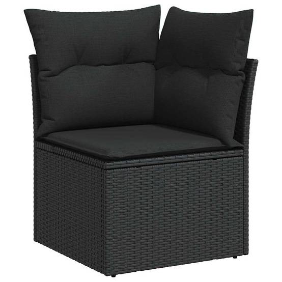 Salon de jardin 4 places en poly rotin avec canapés d'angle et table basse Noir – ComfortXL Outdoor Living - Image 7
