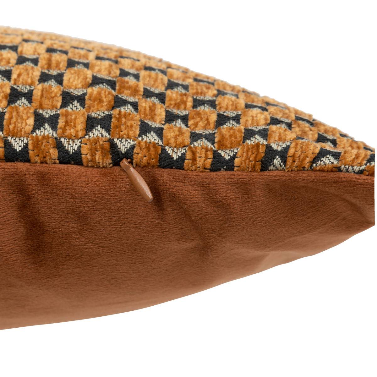 Atmosphera - Coussin décoratif jacquard chenille Marron caramel 30 x 50 cm - Imagen 3