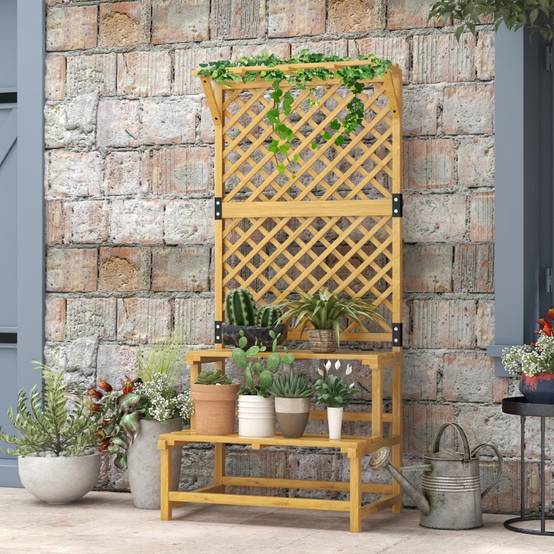 Support plantes bois sapin jaune 75 x 50 x 166 cm - PANGIVO - Image 2