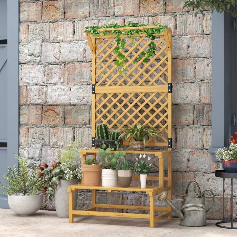 Support plantes bois sapin jaune 75 x 50 x 166 cm - PANGIVO - Image 2