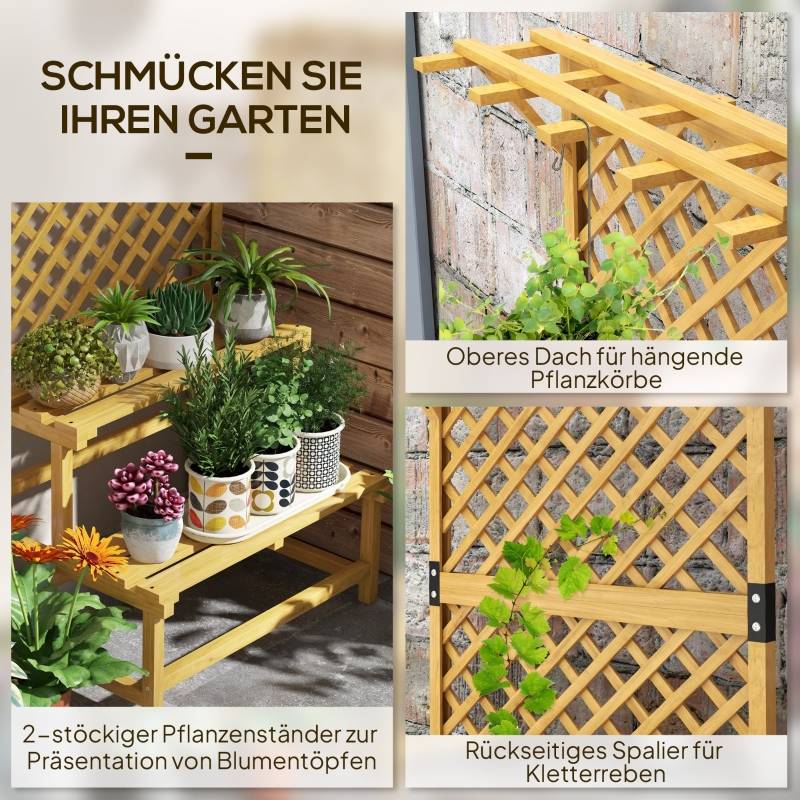 Support plantes bois sapin jaune 75 x 50 x 166 cm - PANGIVO - Image 4