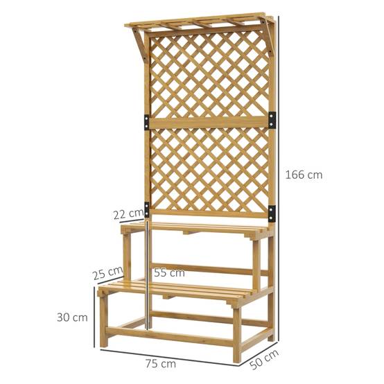 Support plantes bois sapin jaune 75 x 50 x 166 cm - PANGIVO - Image 3