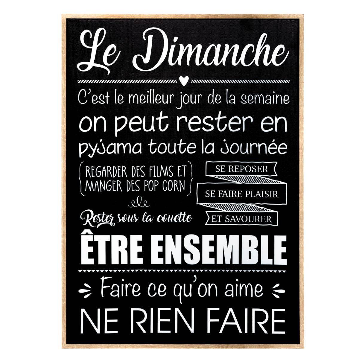 Toile Imprimée "Dimanche" 50x70cm Noir - Image 1