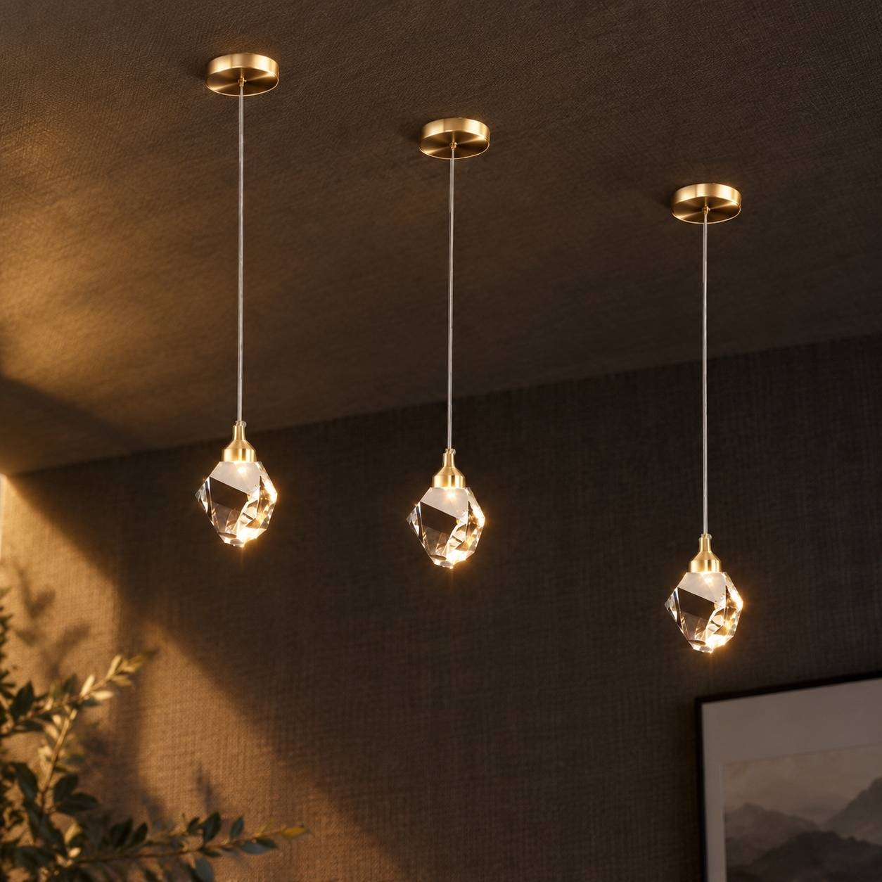 Suspension Cristal Moderne 3 Couleurs LED pour Cuisine Salon Salle à Manger - Image 8