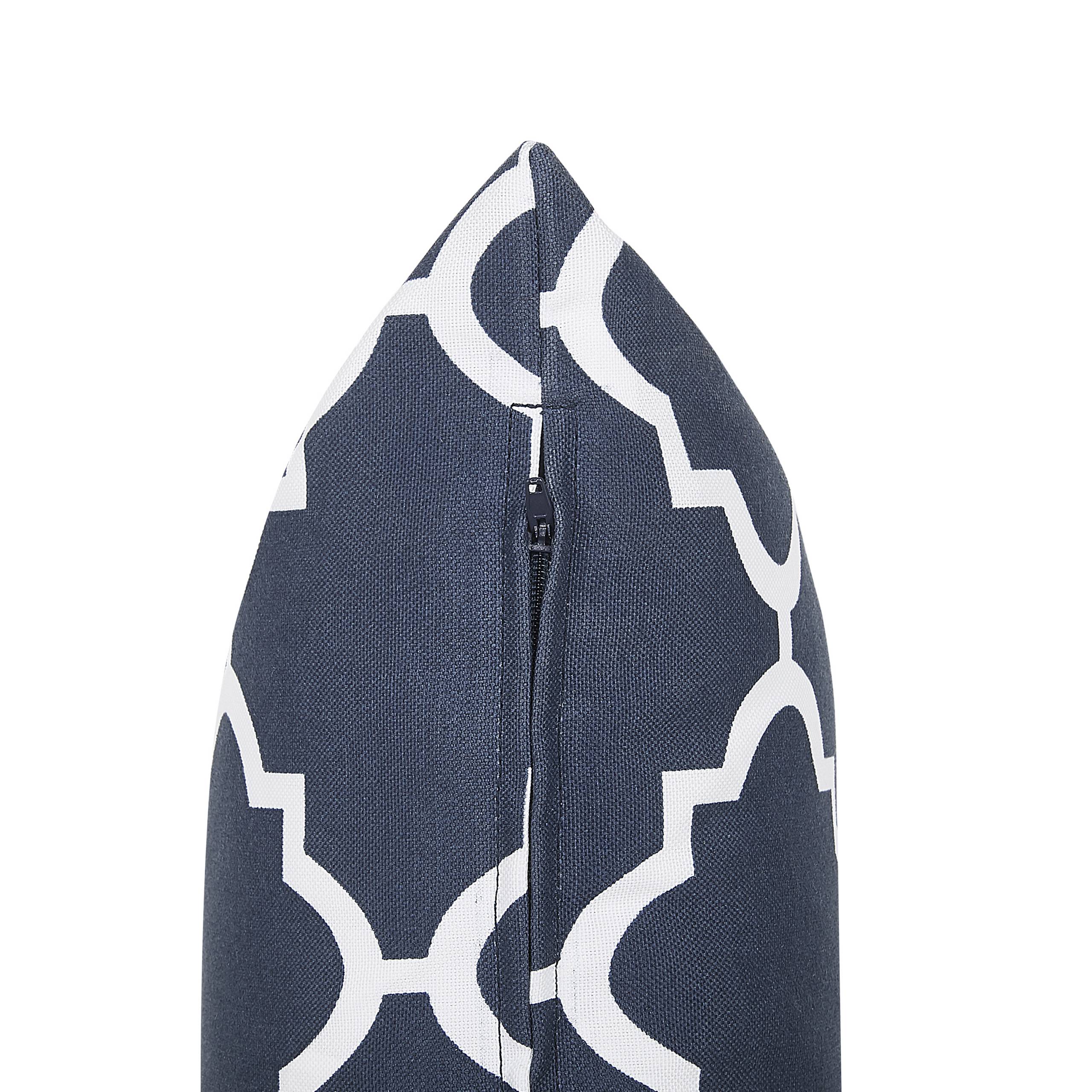 Beliani - 2 Coussins Décoratifs pour Jardin 40 x 40 cm avec Housse Amovible en Tissu Imperméable Anti UV et Hydrofuge Motif Marocain Bleu et Blanc Beliani - Imagen 5