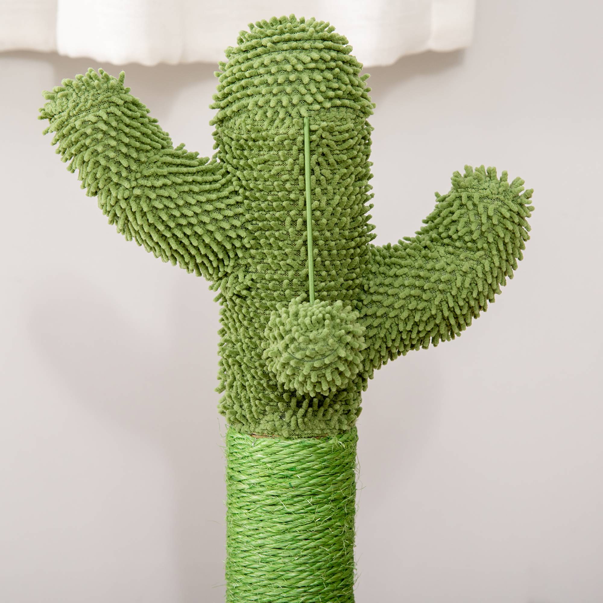 Pawhut - Griffoir chat design cactus - jouet pompon suspendu, jouet boules - bois de pin sisal vert - Imagen 8