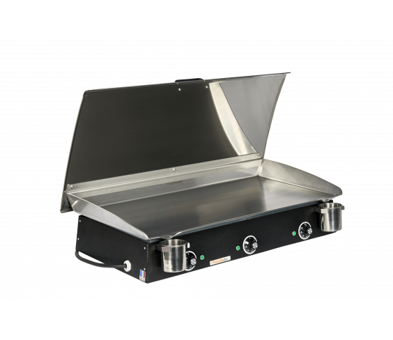 Pack comprenant une plancha électrique LUX 830 Carbon avec son couvercle et 2 ustensiles