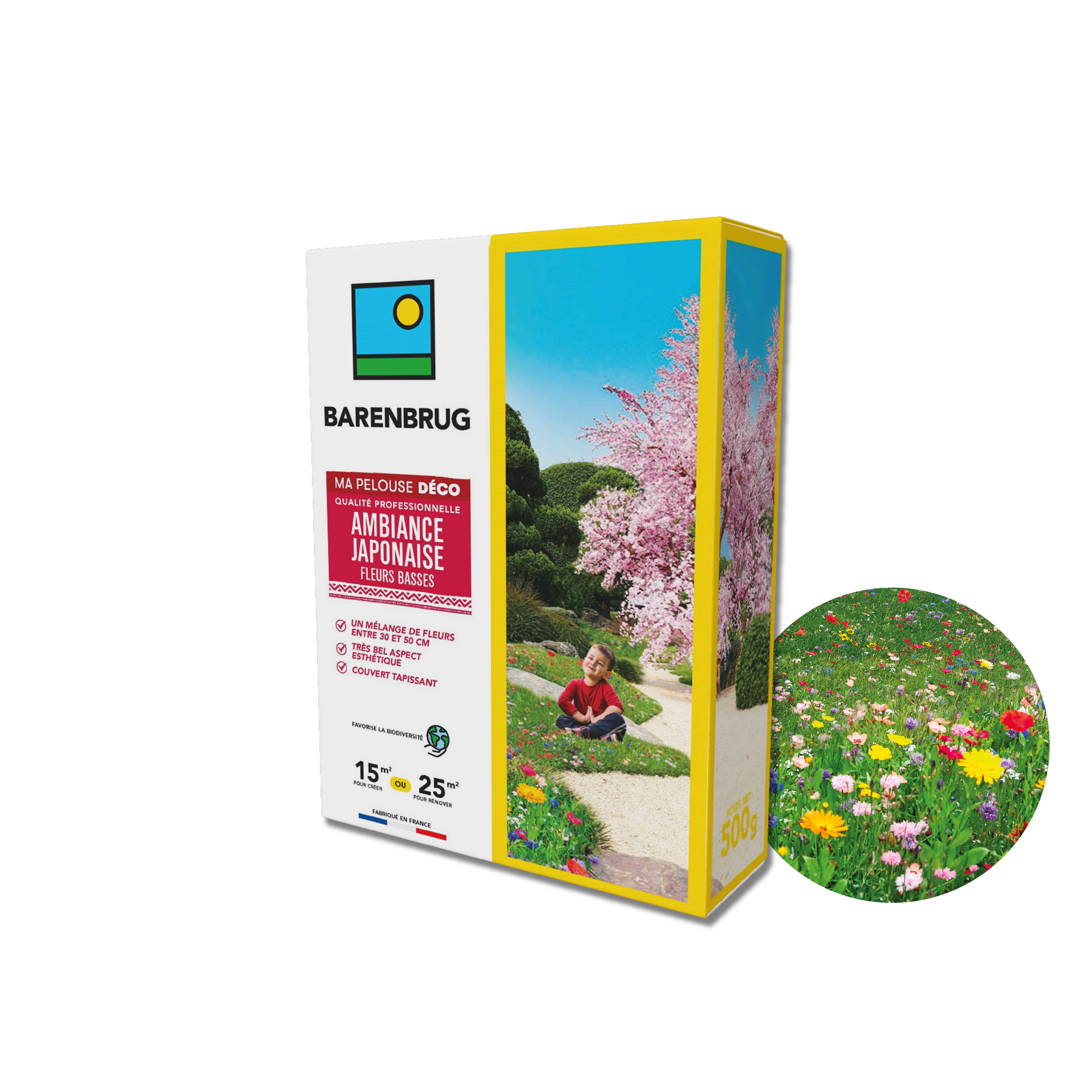 Pelouse Ambiance Japonaise - Mélange de Fleurs entre 30 et 50 cm - Très Bel Aspect Esthétique - Couvert Tapissant - 500G - BARENBRUG - Image 1