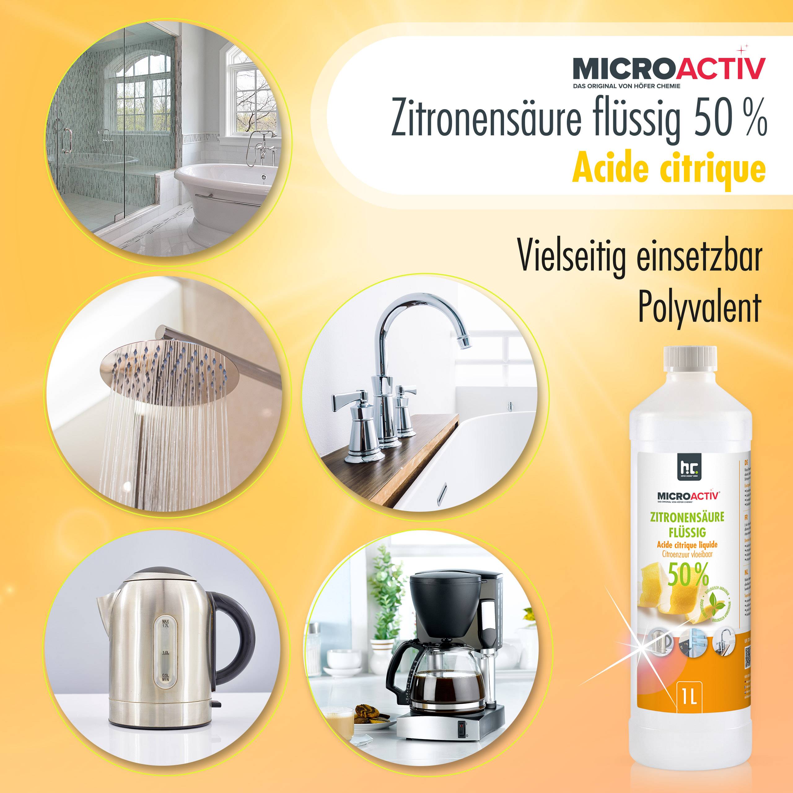 Acide Citrique Liquide 50% Microactiv® détartrant en bidon de 5 L x 96 - Image 5